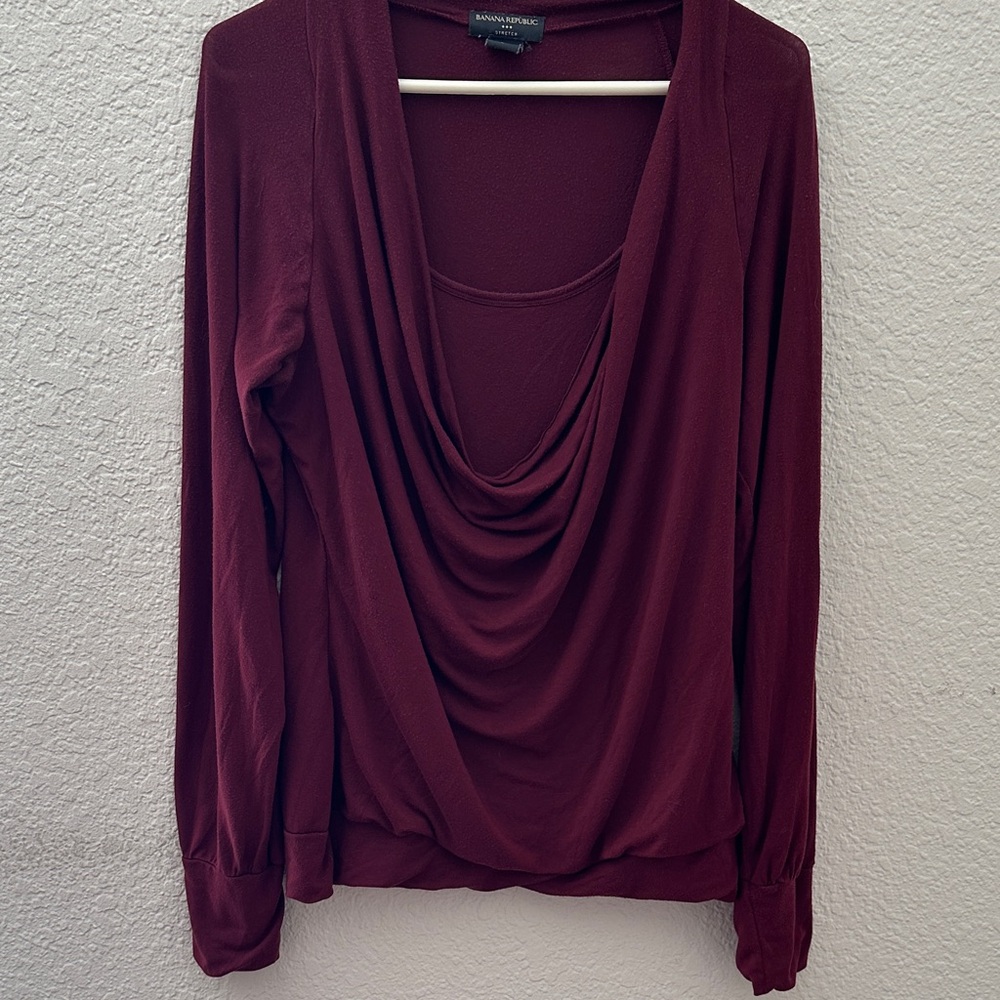 Banana Republic Burgundy Drape Blouse